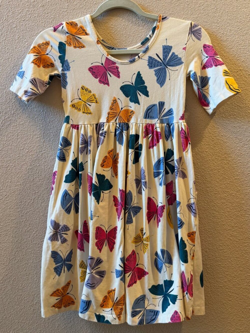 Butterfly Print Girls' Dress Short Sleeve Sz 8 - Picture 2 of 2